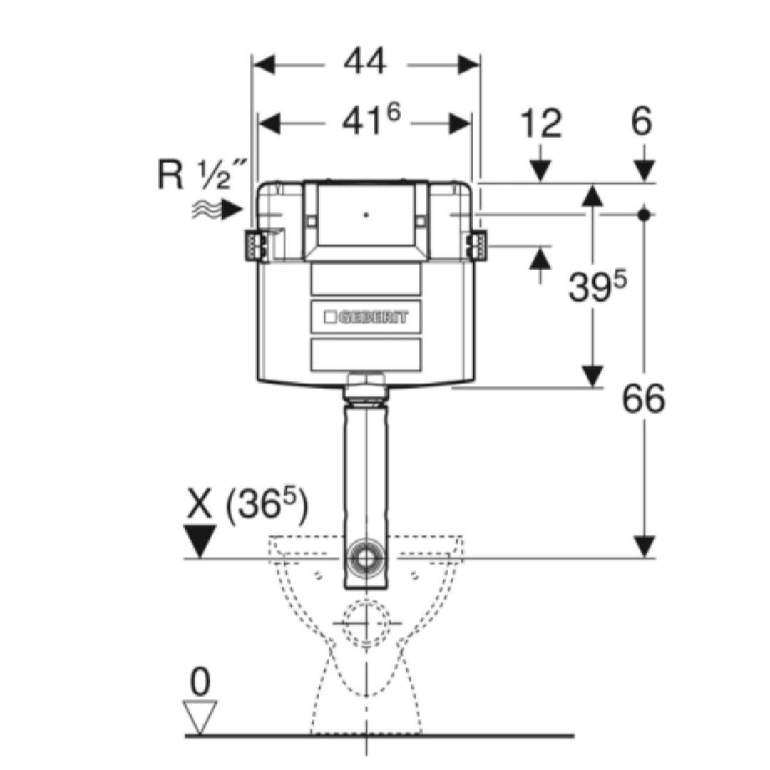 Geberit Alpha Cistern For Floor Standing - 12cm